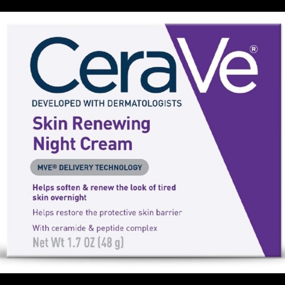 CeraVe Skin Renewing Night Cream for Face Niacinamide, Peptide Complex